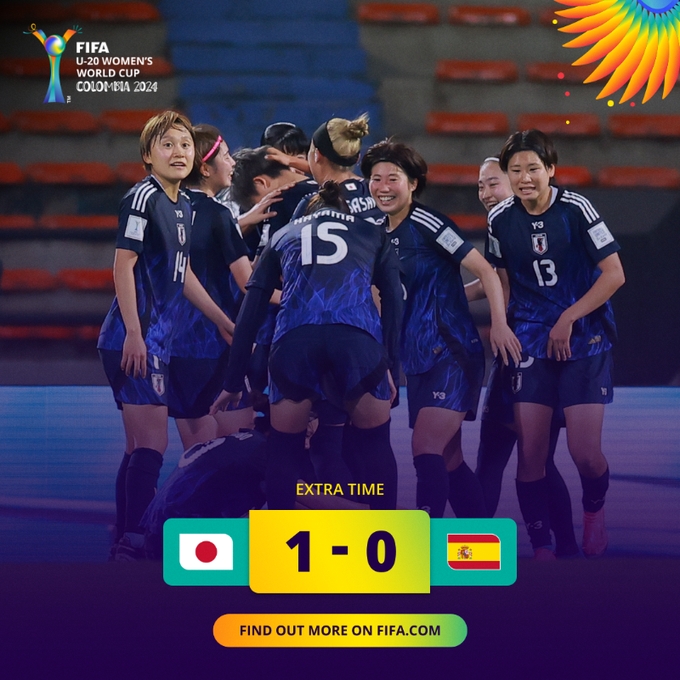 U20女足世界杯日本1-0擊敗西班牙，半決賽將戰(zhàn)荷蘭女足